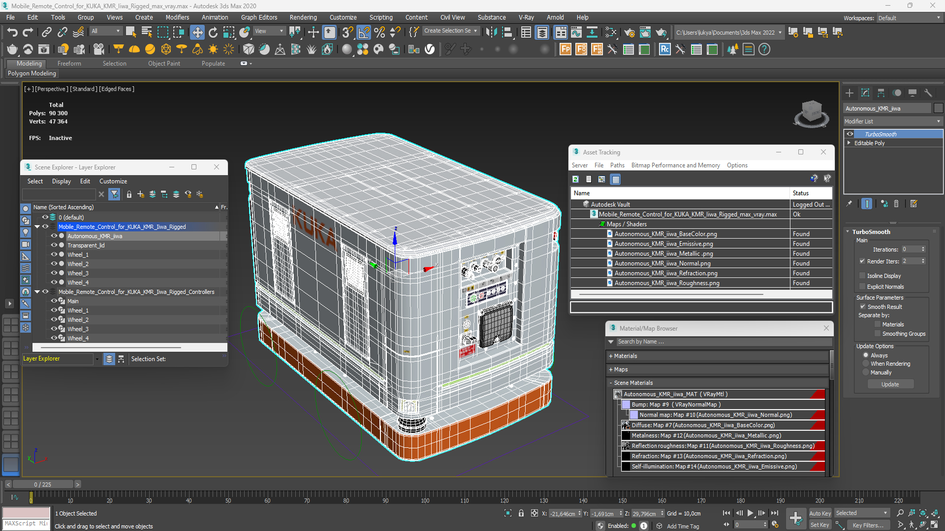 3D Mobile Remote Control for KUKA KMR Iiwa Rigged