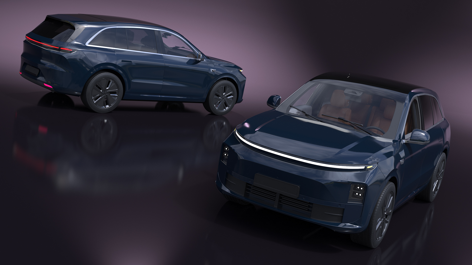 3D Electric SUV Ocean Blue model
