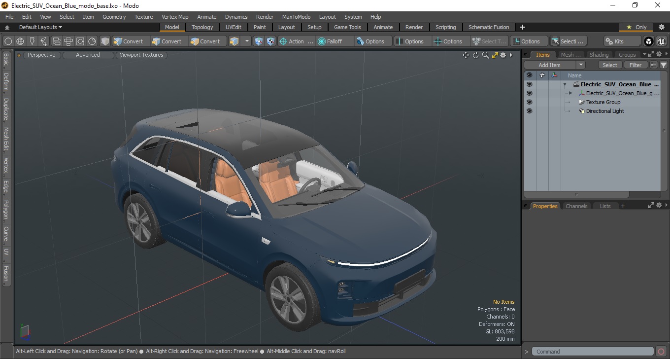 3D Electric SUV Ocean Blue model