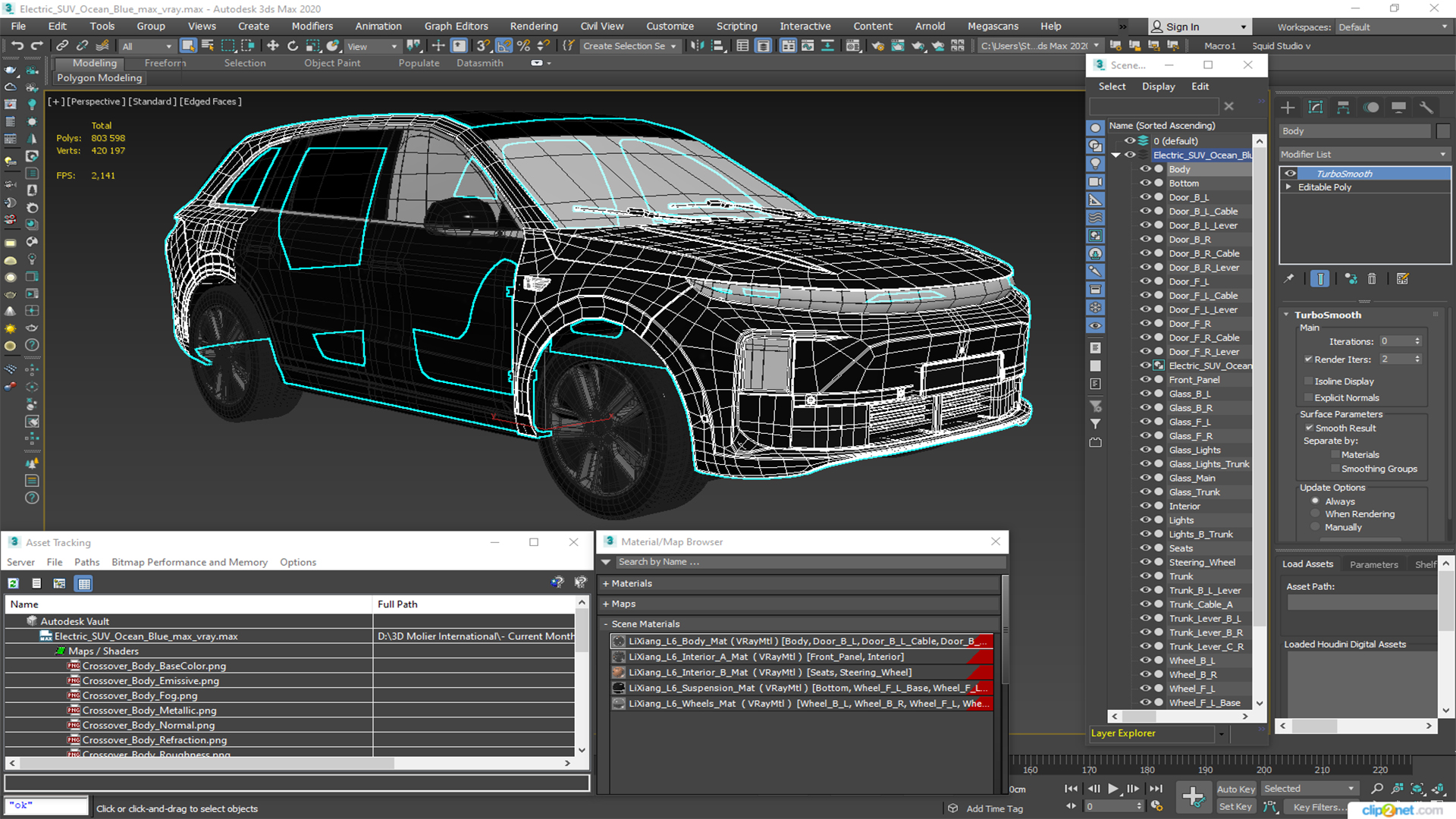 3D Electric SUV Ocean Blue model