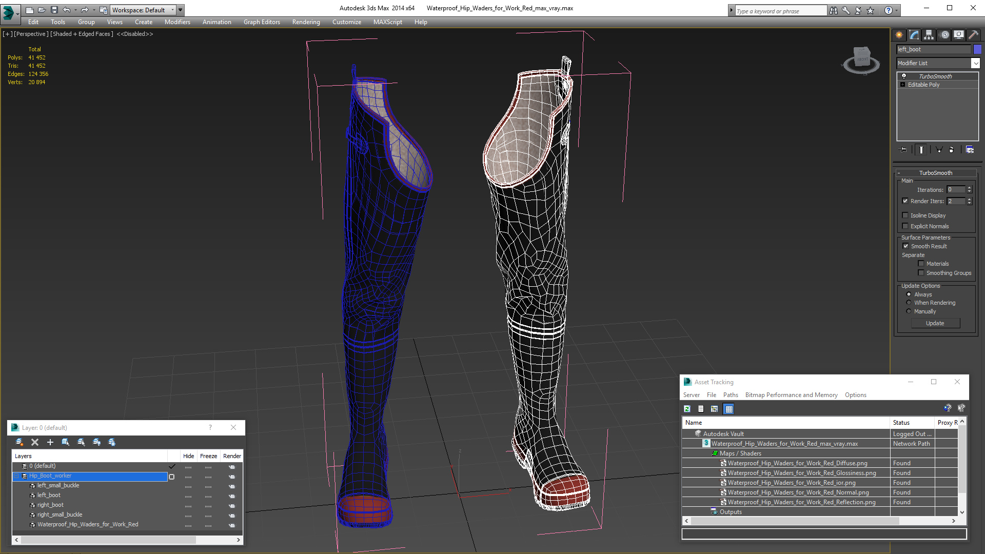 Waterproof Hip Waders for Work Red 3D model