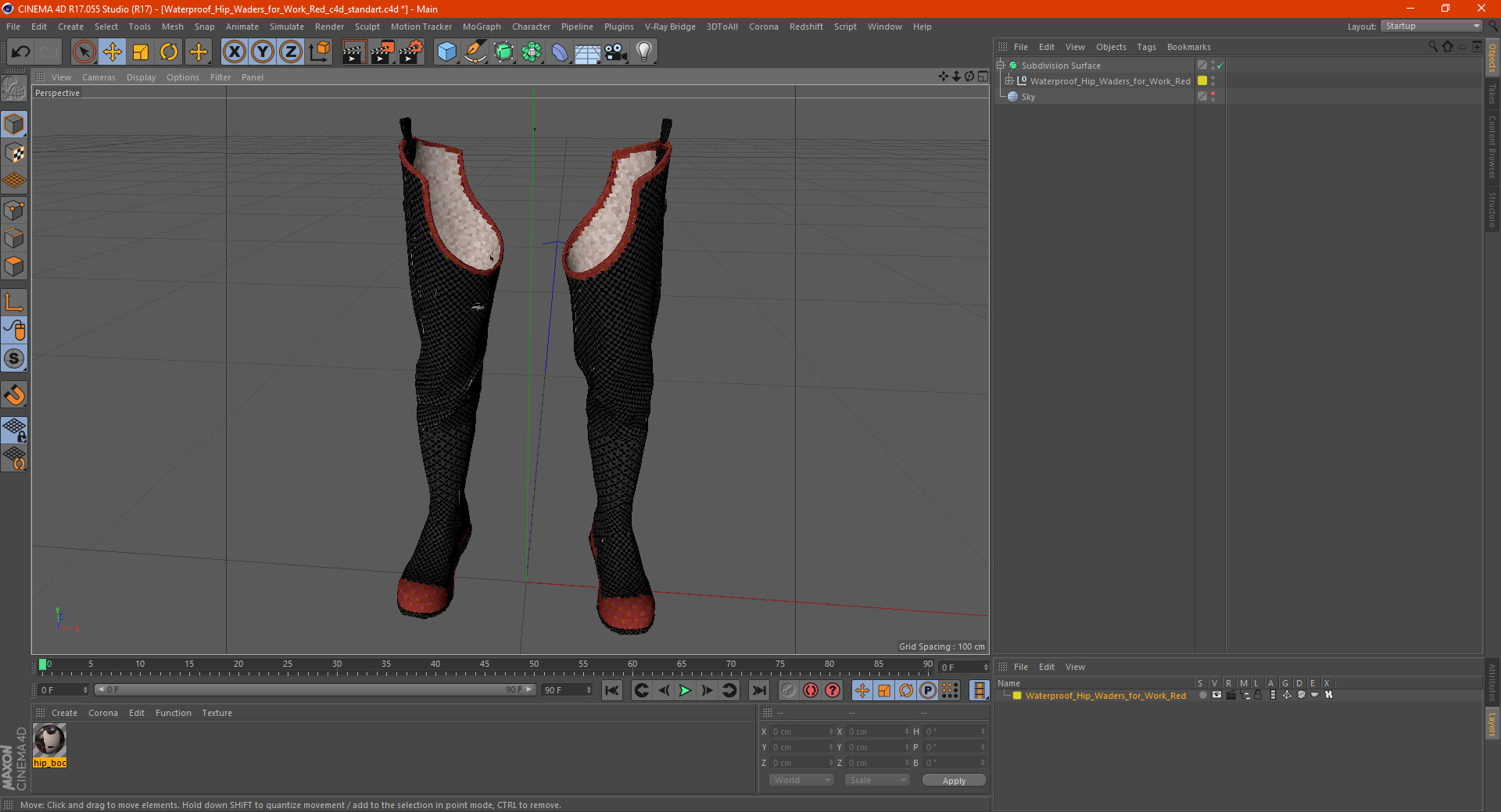 Waterproof Hip Waders for Work Red 3D model