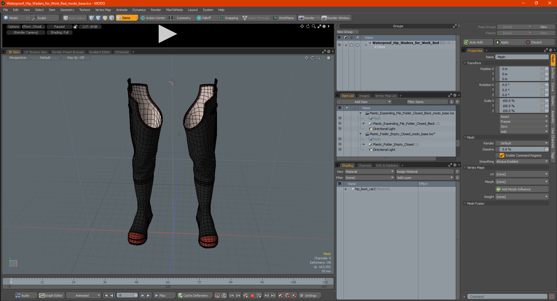 Waterproof Hip Waders for Work Red 3D model