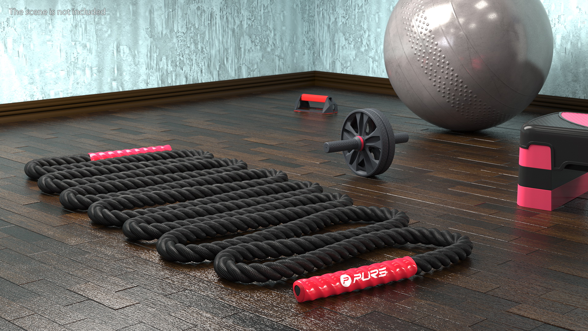 3D Pure2Improve Battle Rope Black with Red Handle