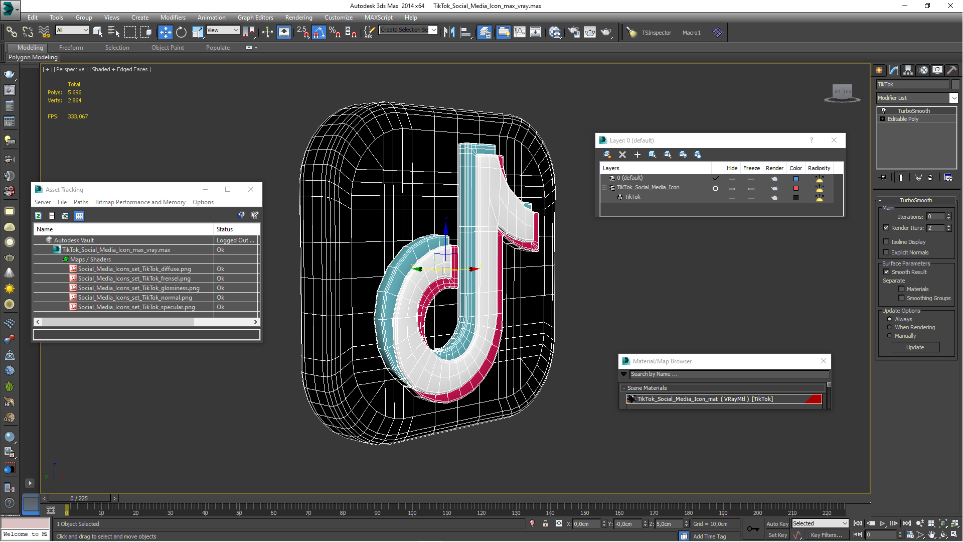TikTok Social Media Icon 3D model