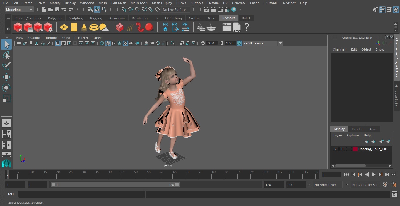 3D Dancing Child Girl model