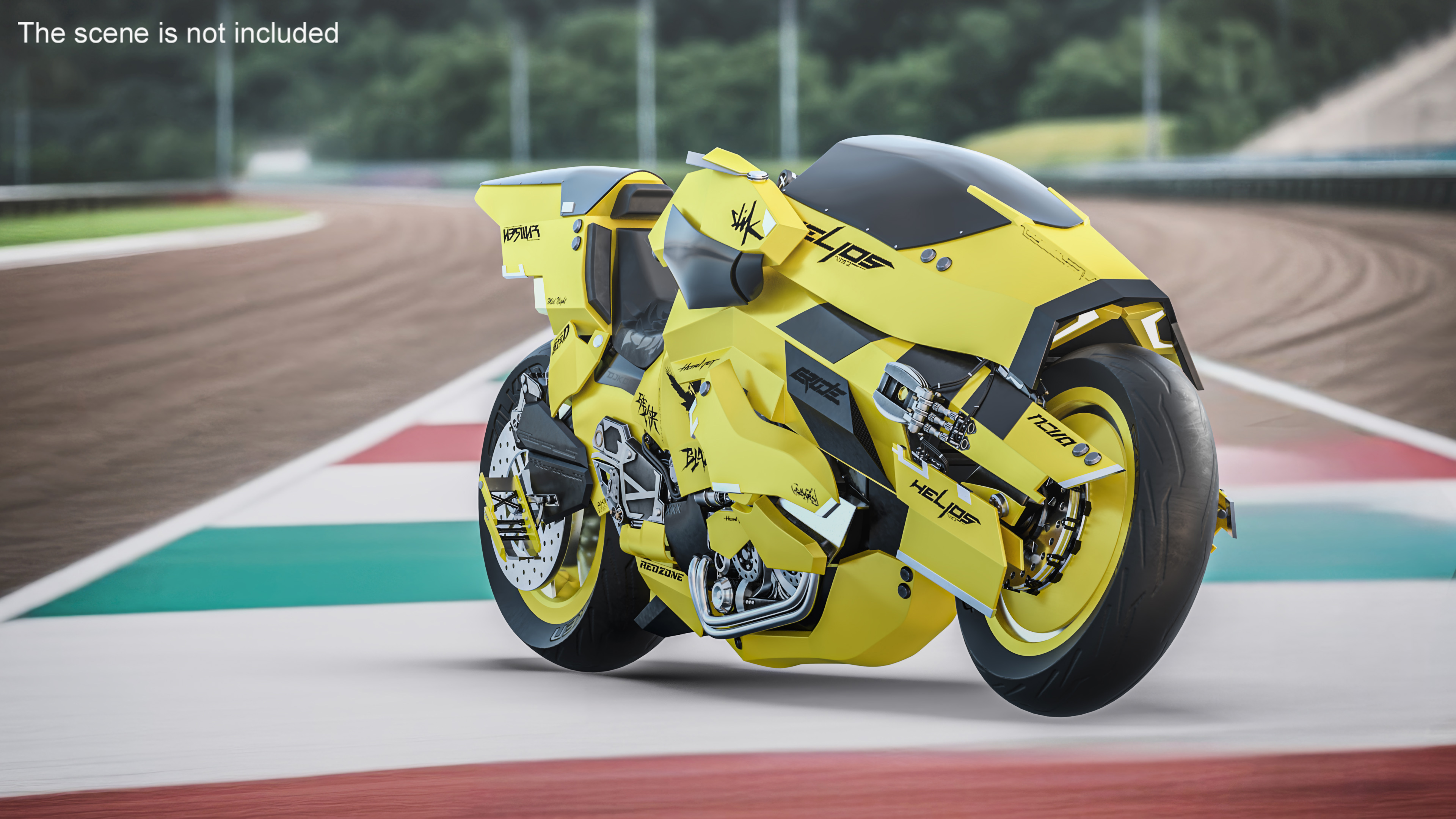 3D model Futuristic Street Racing Motorcycle Yellow Color Rigged