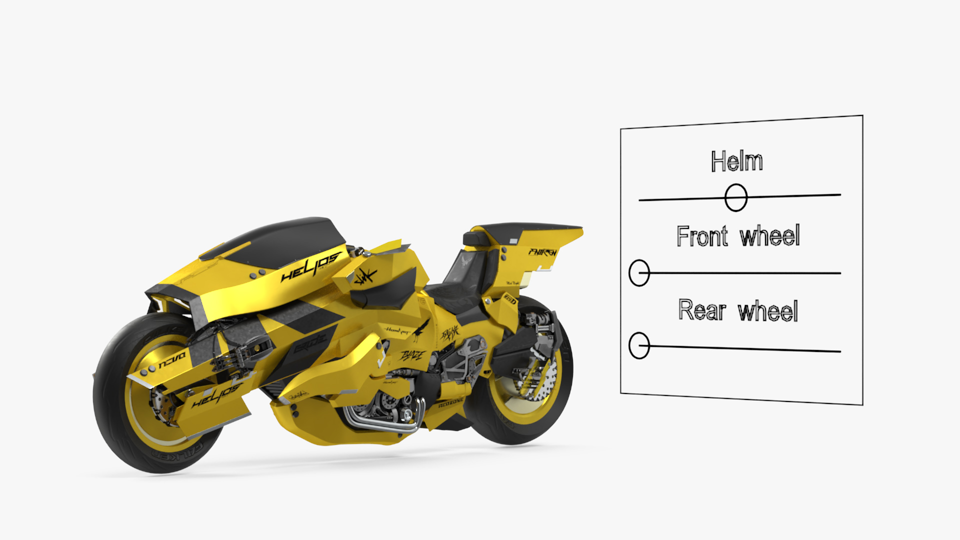 3D model Futuristic Street Racing Motorcycle Yellow Color Rigged