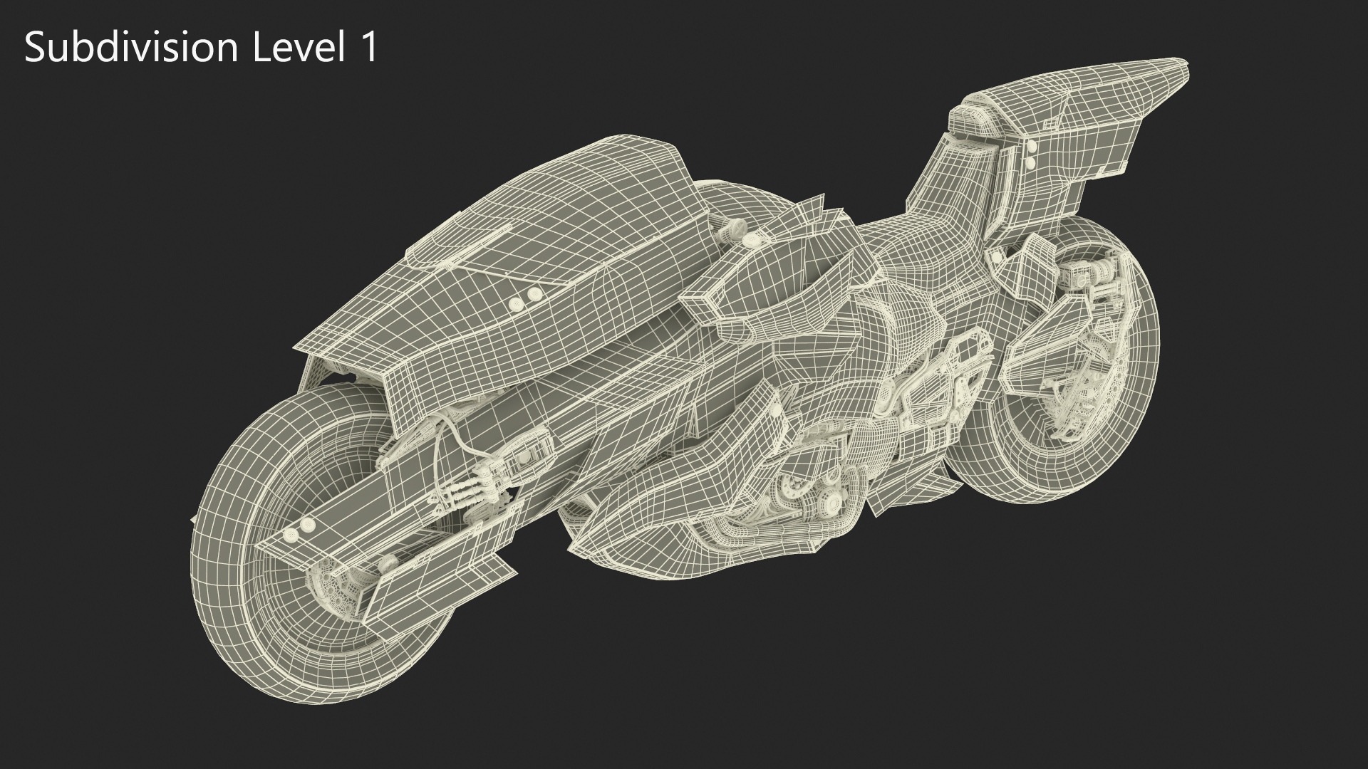 3D model Futuristic Street Racing Motorcycle Yellow Color Rigged