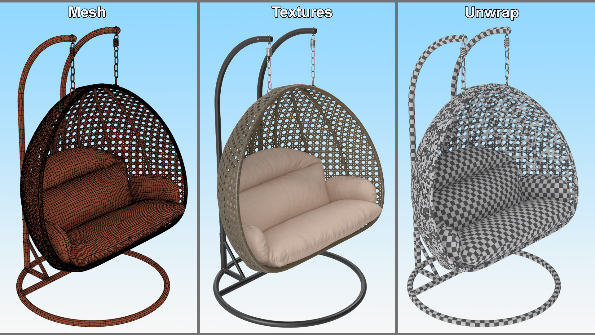 3D Hanging Egg Chair Beige model