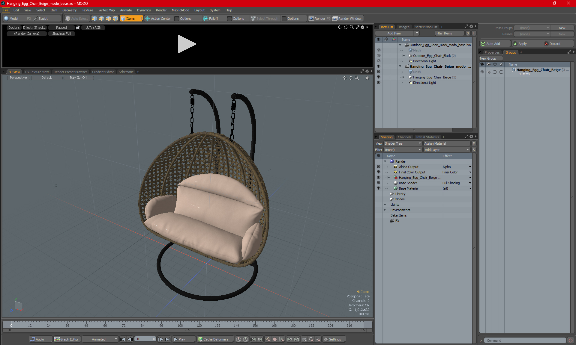 3D Hanging Egg Chair Beige model