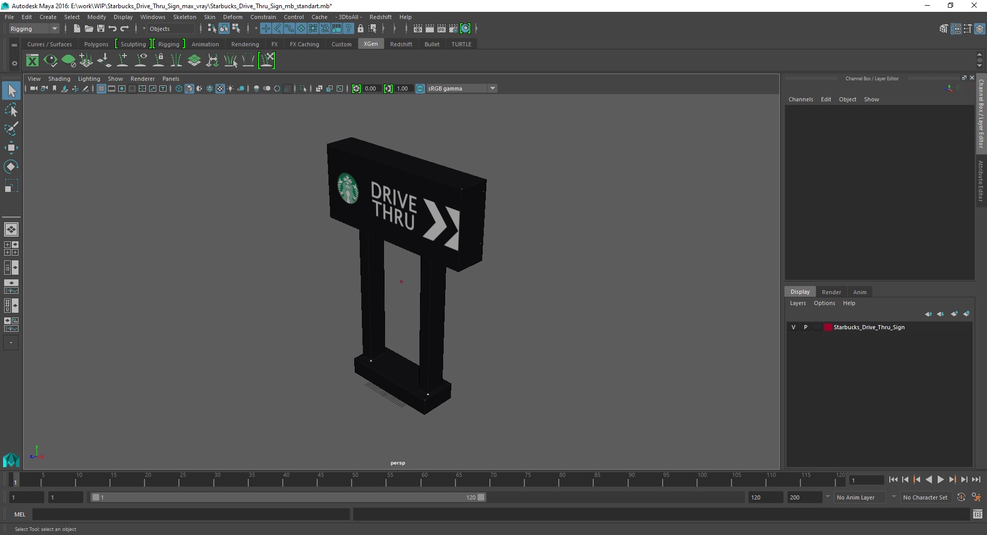 3D model Starbucks Drive Thru Sign
