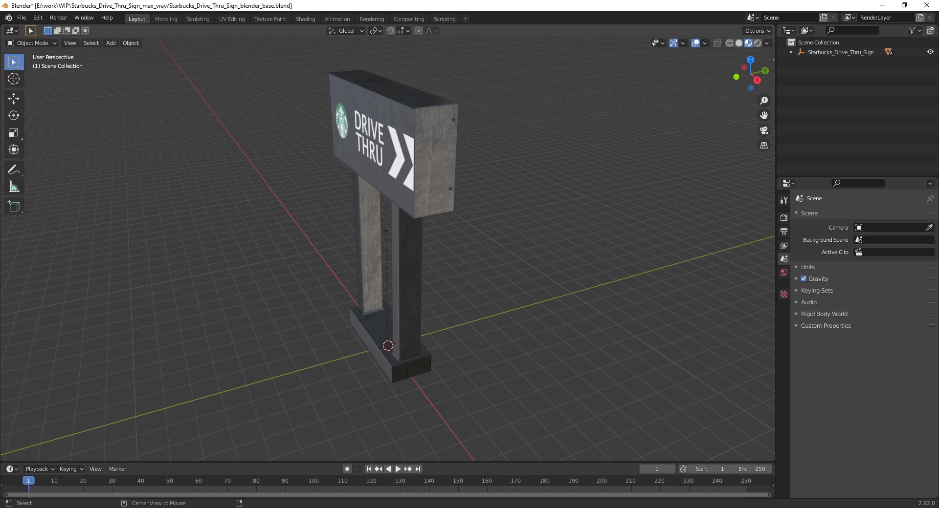 3D model Starbucks Drive Thru Sign