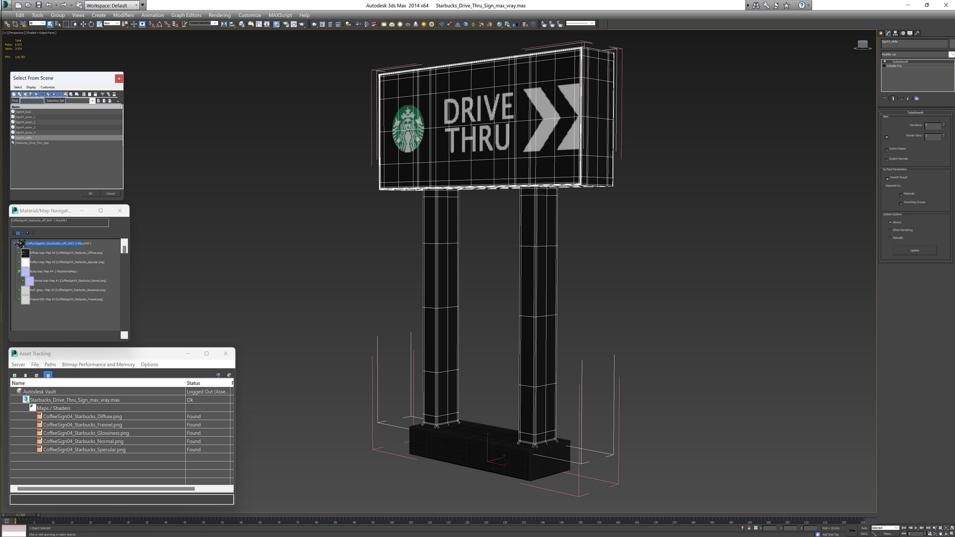 3D model Starbucks Drive Thru Sign