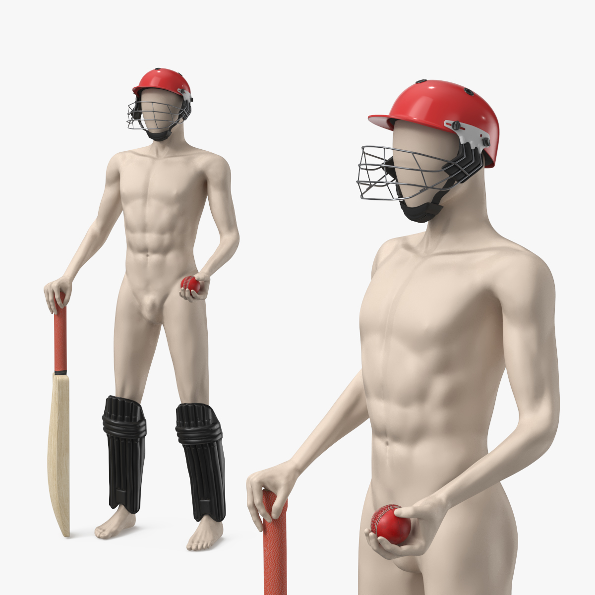 Cricket Equipment with Bat Ball and Pads 3D model preview