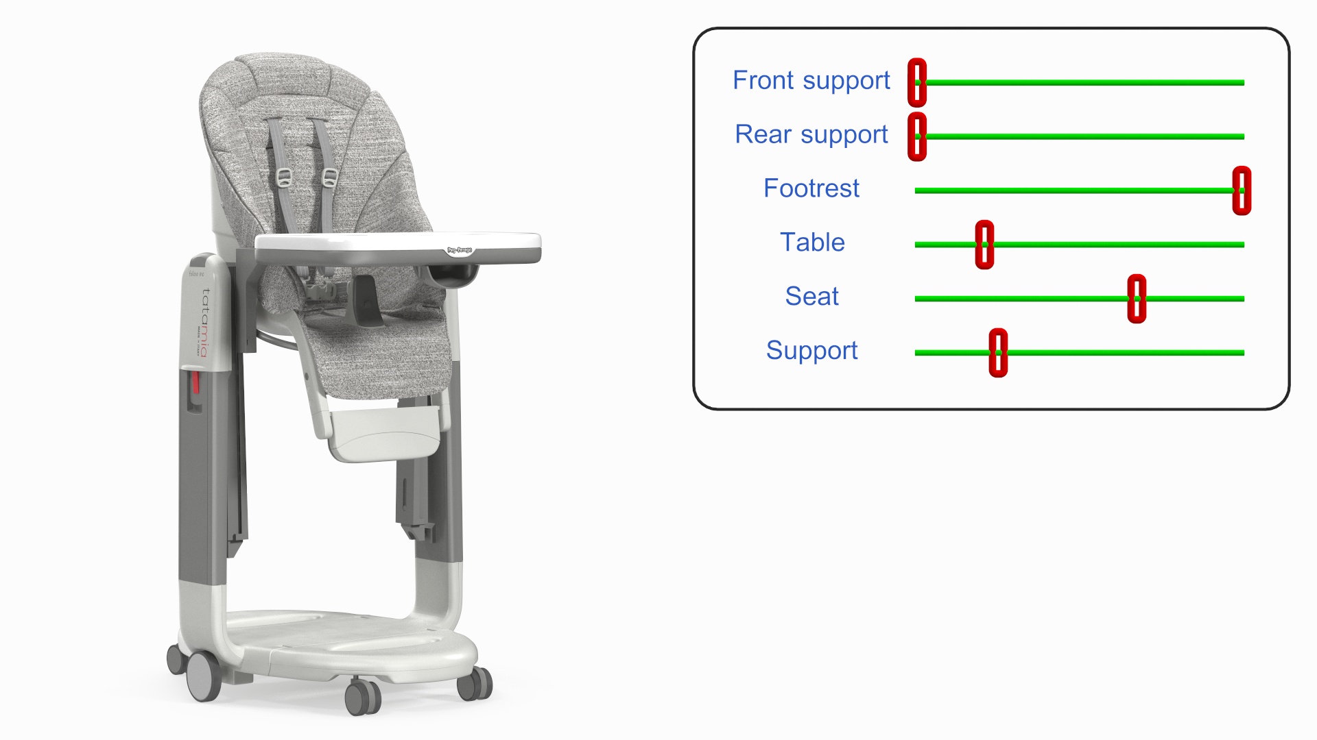 Tatamia High Chair Vertical Grey Rigged 3D model