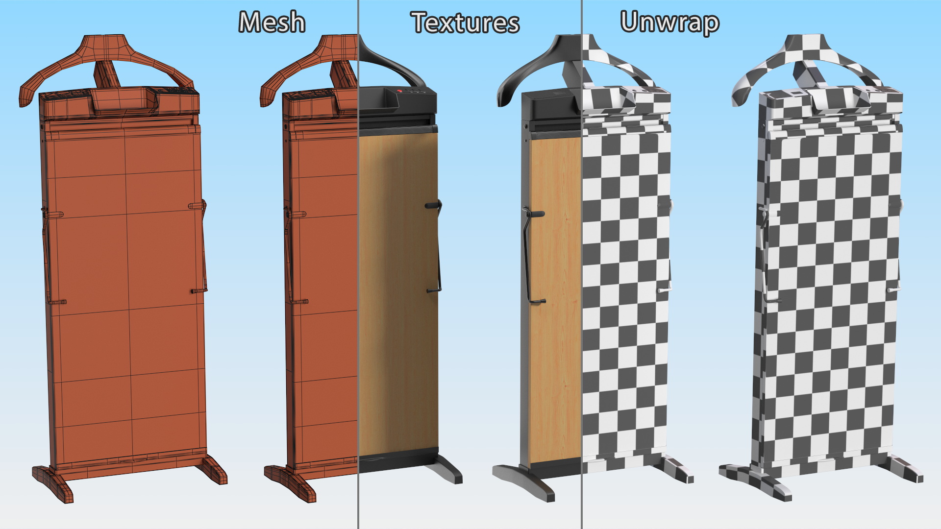 Trouser Press Light Wood Trim 3D model