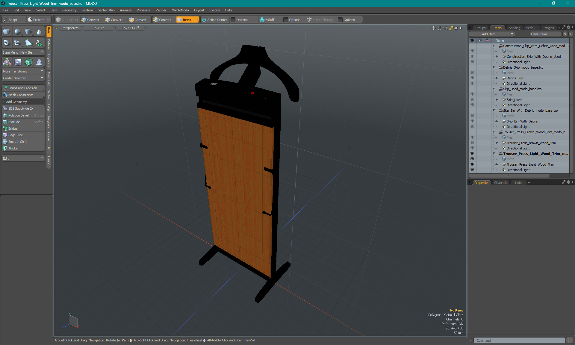 Trouser Press Light Wood Trim 3D model