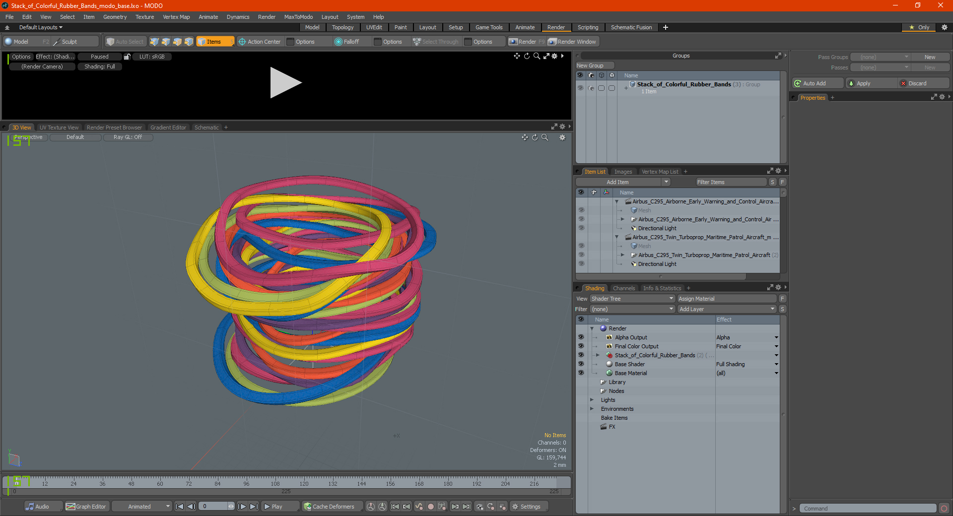 3D model Stack of Colorful Rubber Bands
