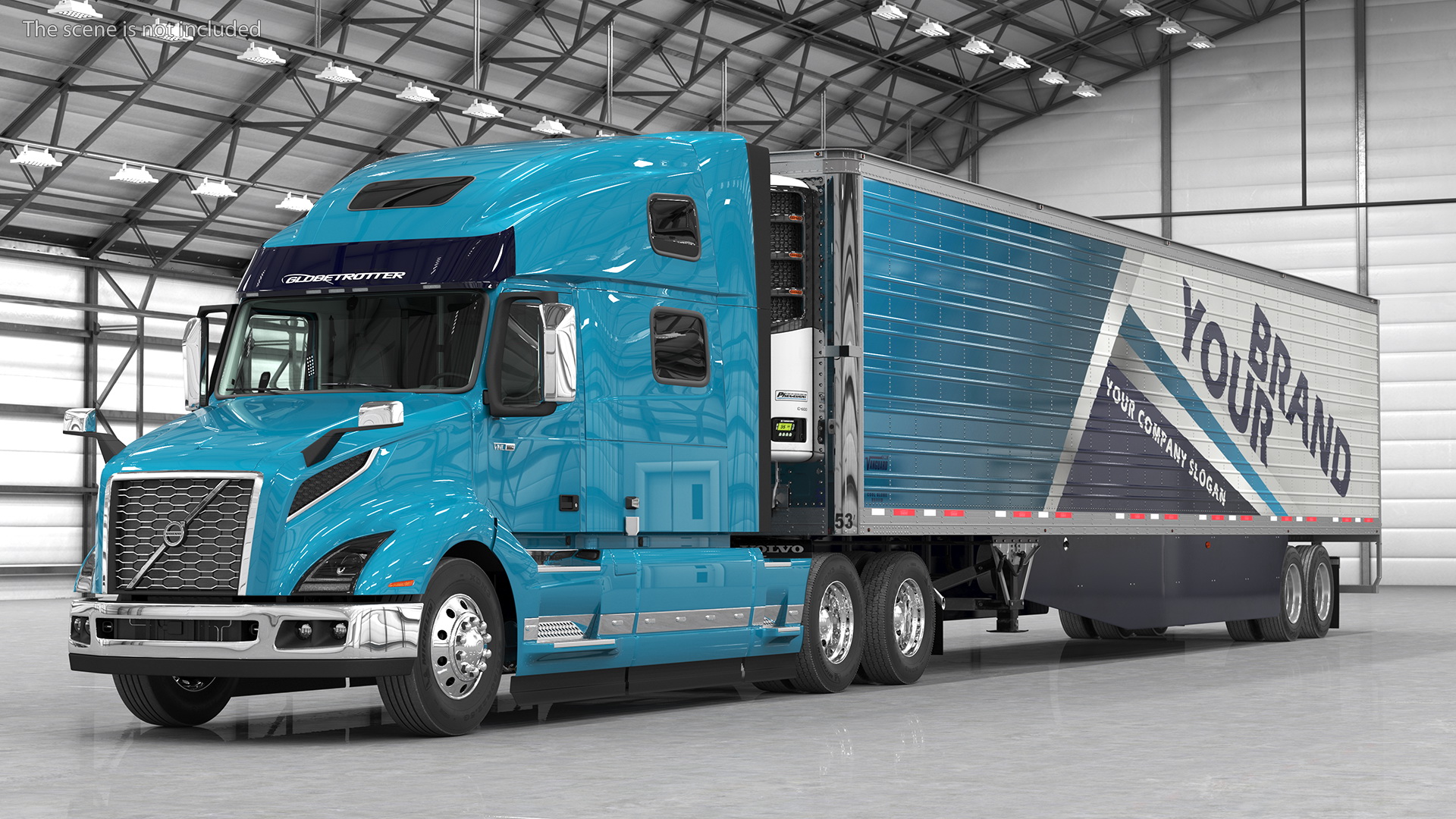 3D model Volvo VNL 860 Truck with Reefer Trailer Your Brand