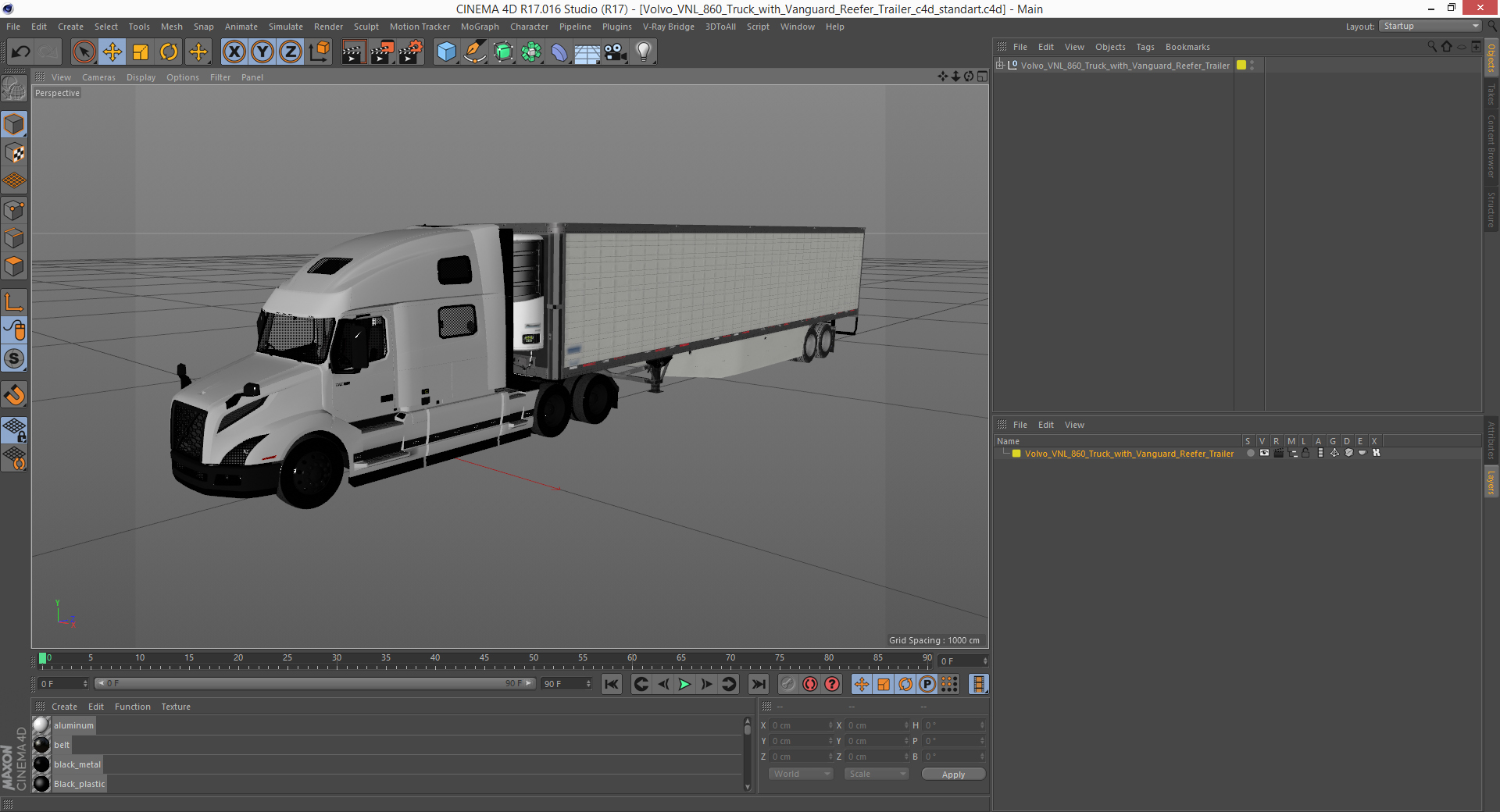 3D model Volvo VNL 860 Truck with Reefer Trailer Your Brand