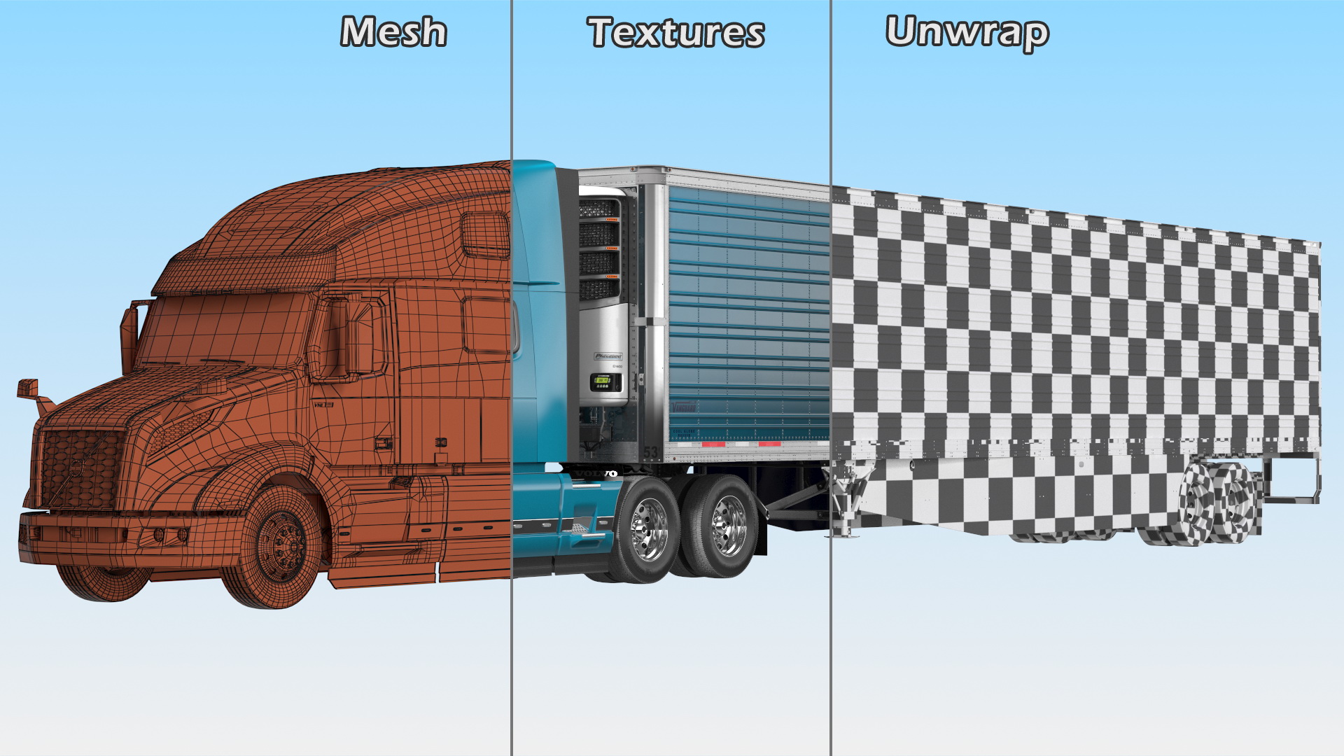 3D model Volvo VNL 860 Truck with Reefer Trailer Your Brand