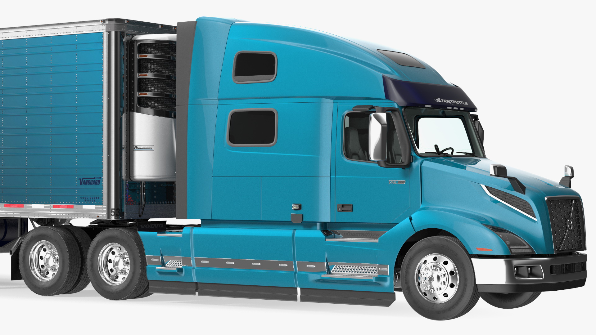 3D model Volvo VNL 860 Truck with Reefer Trailer Your Brand