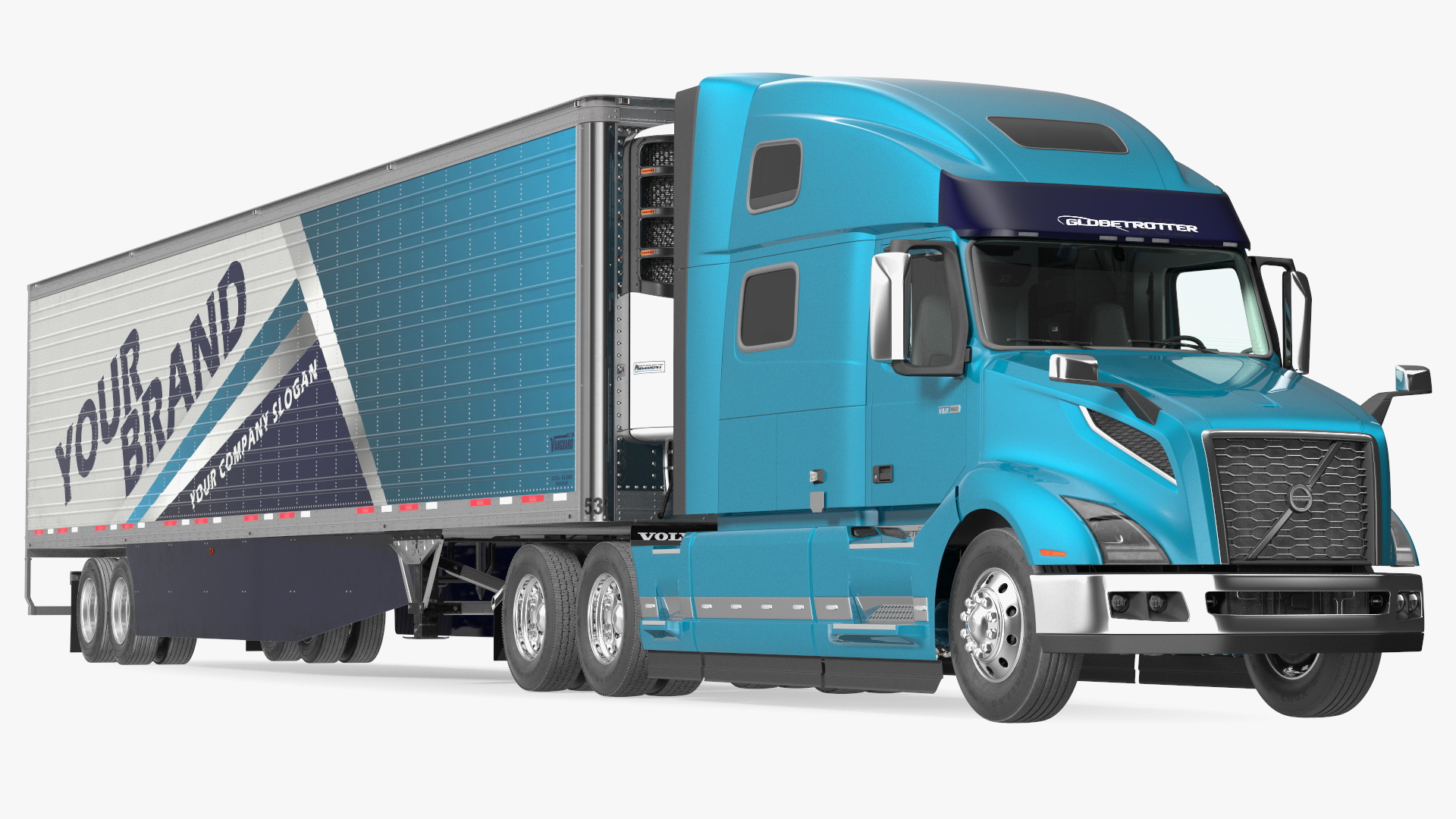 3D model Volvo VNL 860 Truck with Reefer Trailer Your Brand