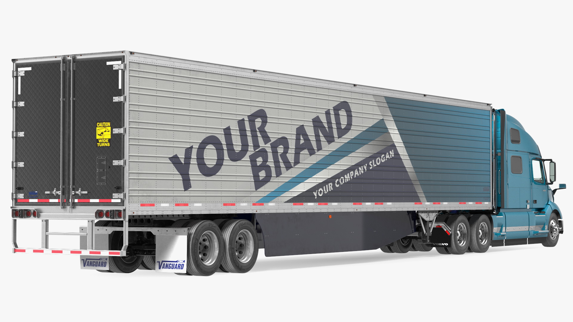 3D model Volvo VNL 860 Truck with Reefer Trailer Your Brand