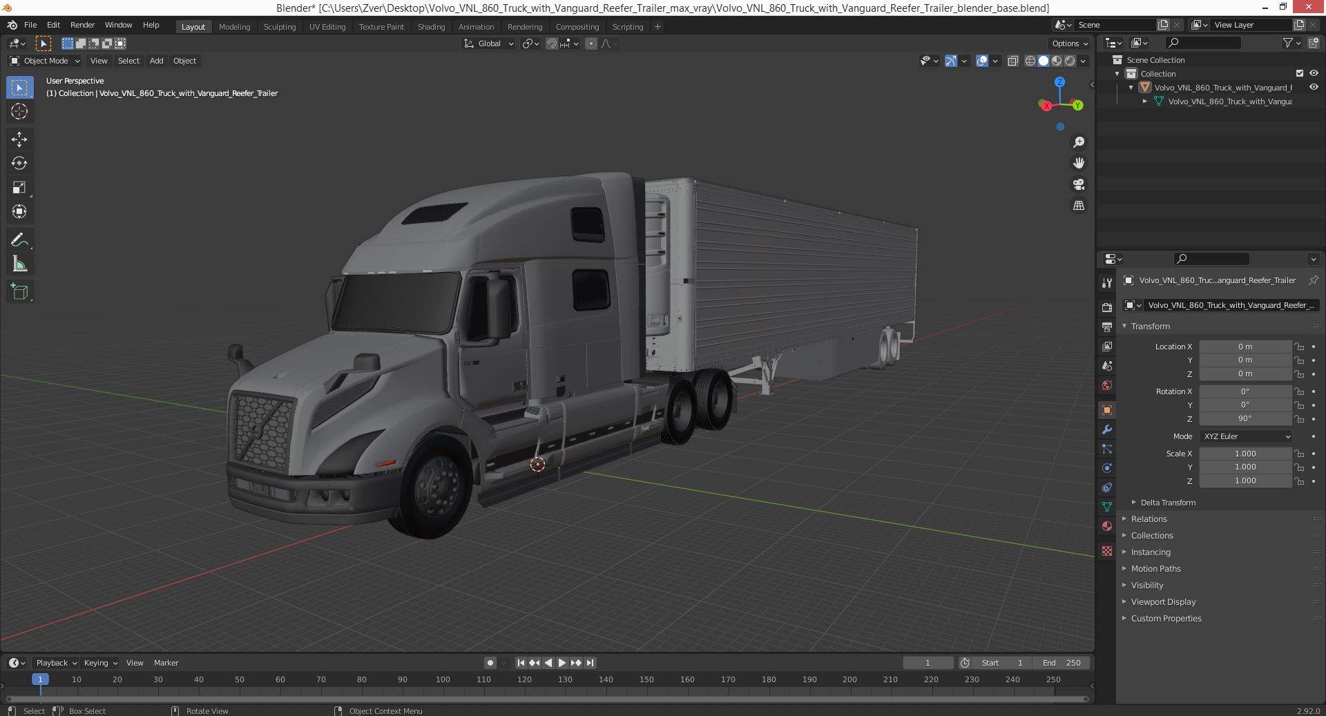 3D model Volvo VNL 860 Truck with Reefer Trailer Your Brand