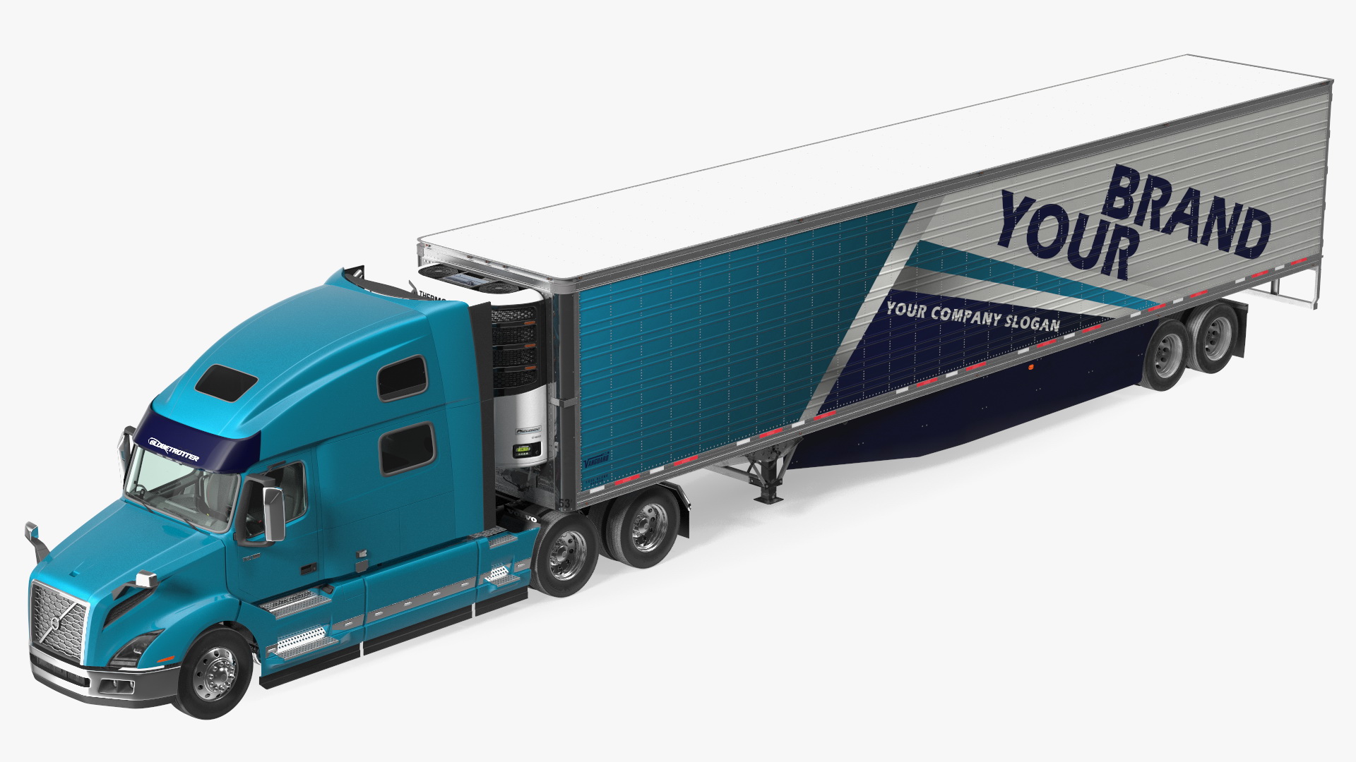 3D model Volvo VNL 860 Truck with Reefer Trailer Your Brand