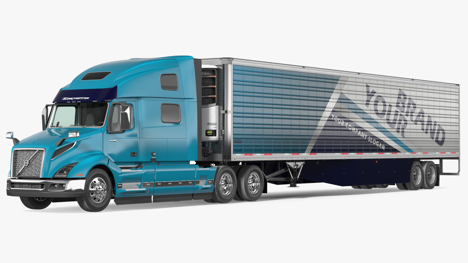 3D model Volvo VNL 860 Truck with Reefer Trailer Your Brand