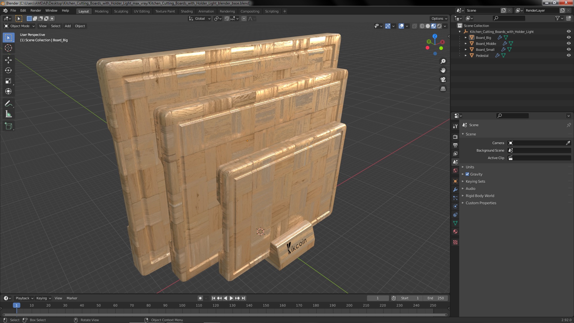 3D model Kitchen Cutting Boards with Holder Light