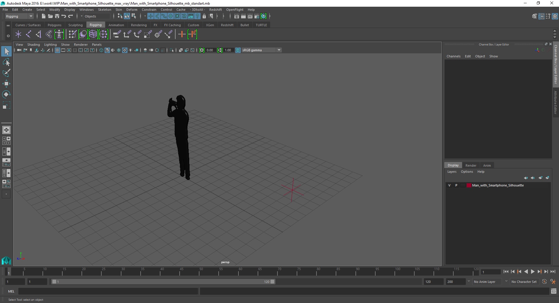 3D model Man with Smartphone Silhouette