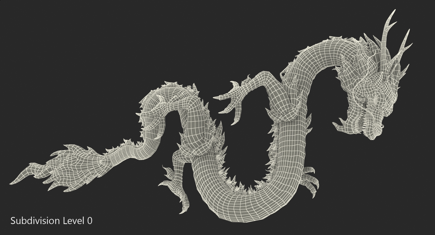 3D Golden Chinese Dragon Zodiac Sign model
