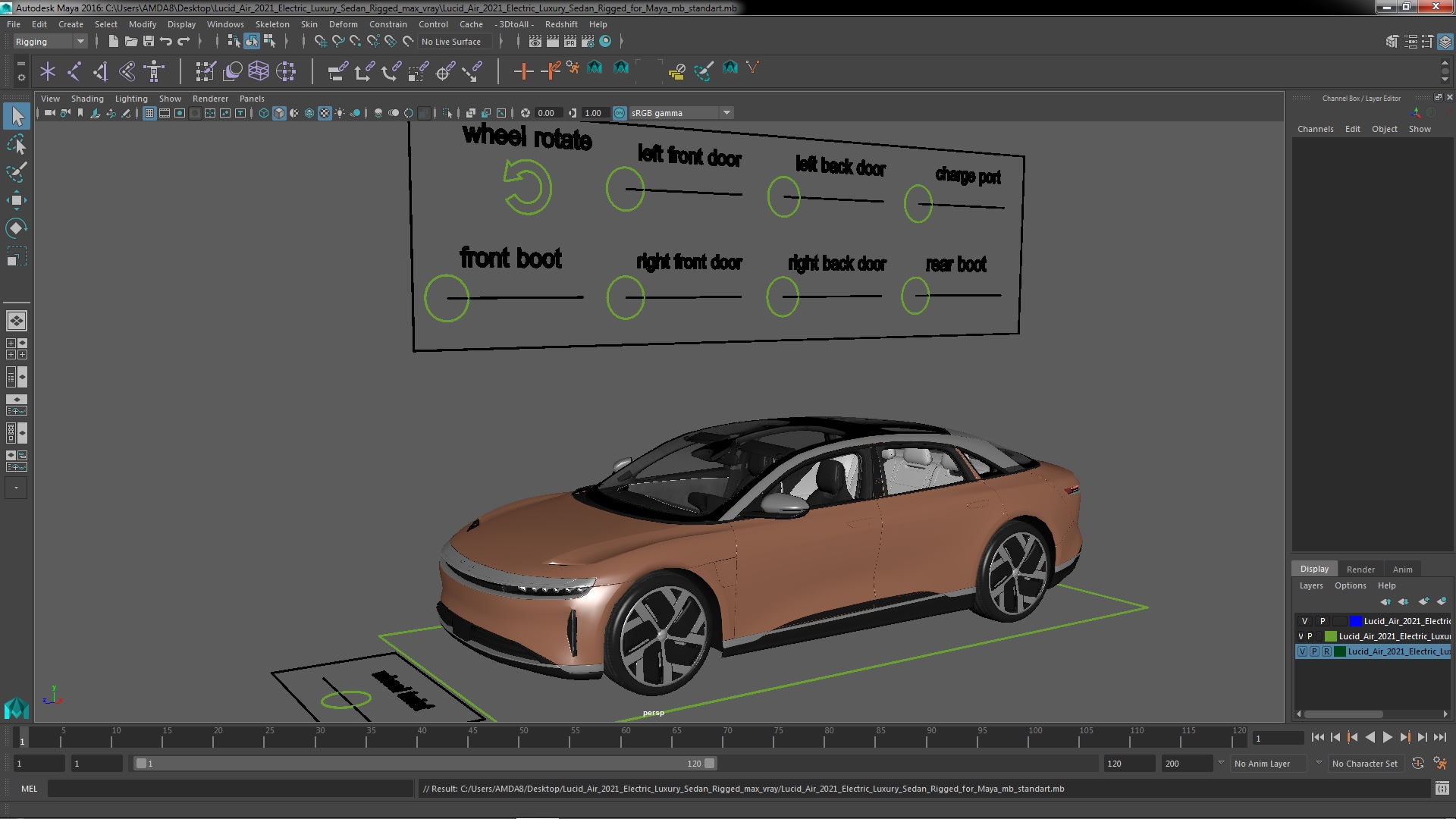 Lucid Air 2021 Electric Luxury Sedan Rigged for Maya 3D