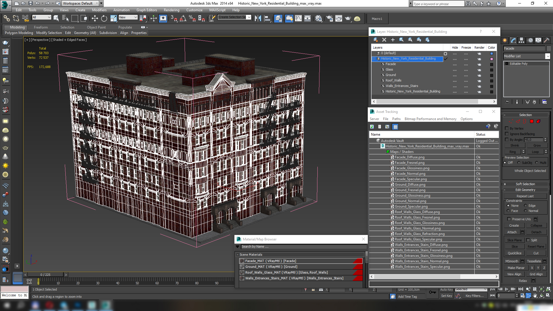 3D Historic New York Residential Building model