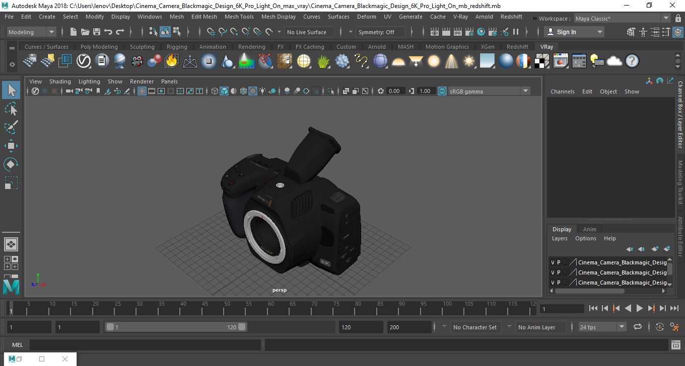 Cinema Camera Blackmagic Design 6K Pro Light On 3D