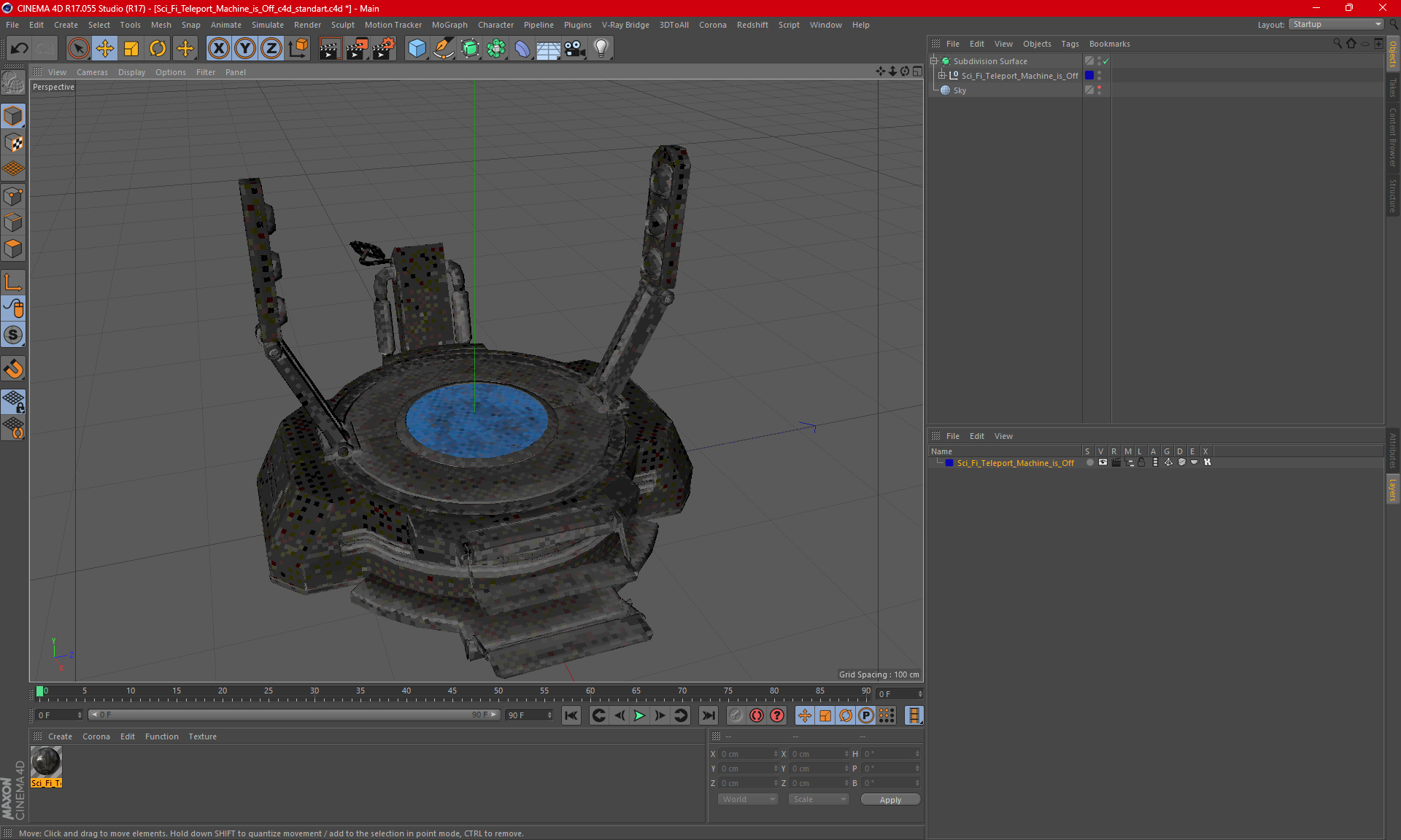 3D model Sci Fi Teleport Machine is Off