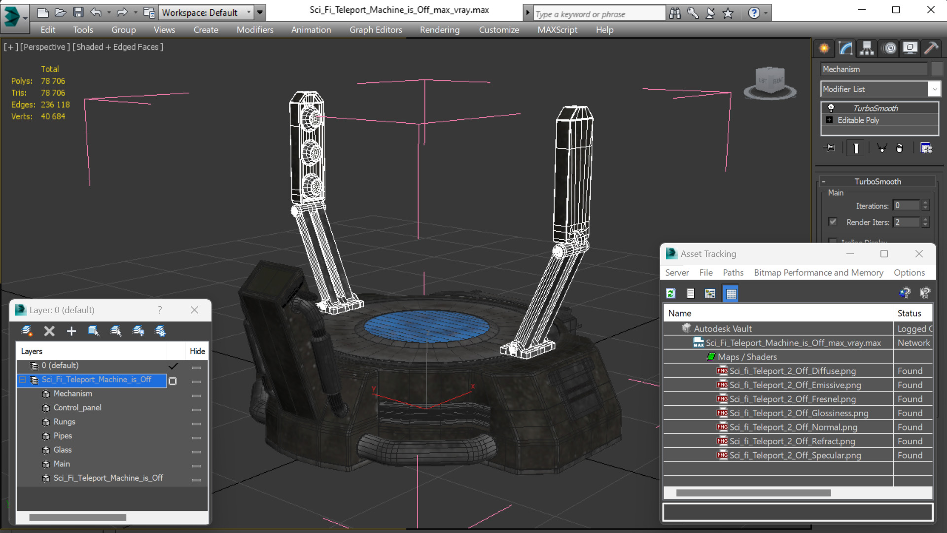3D model Sci Fi Teleport Machine is Off