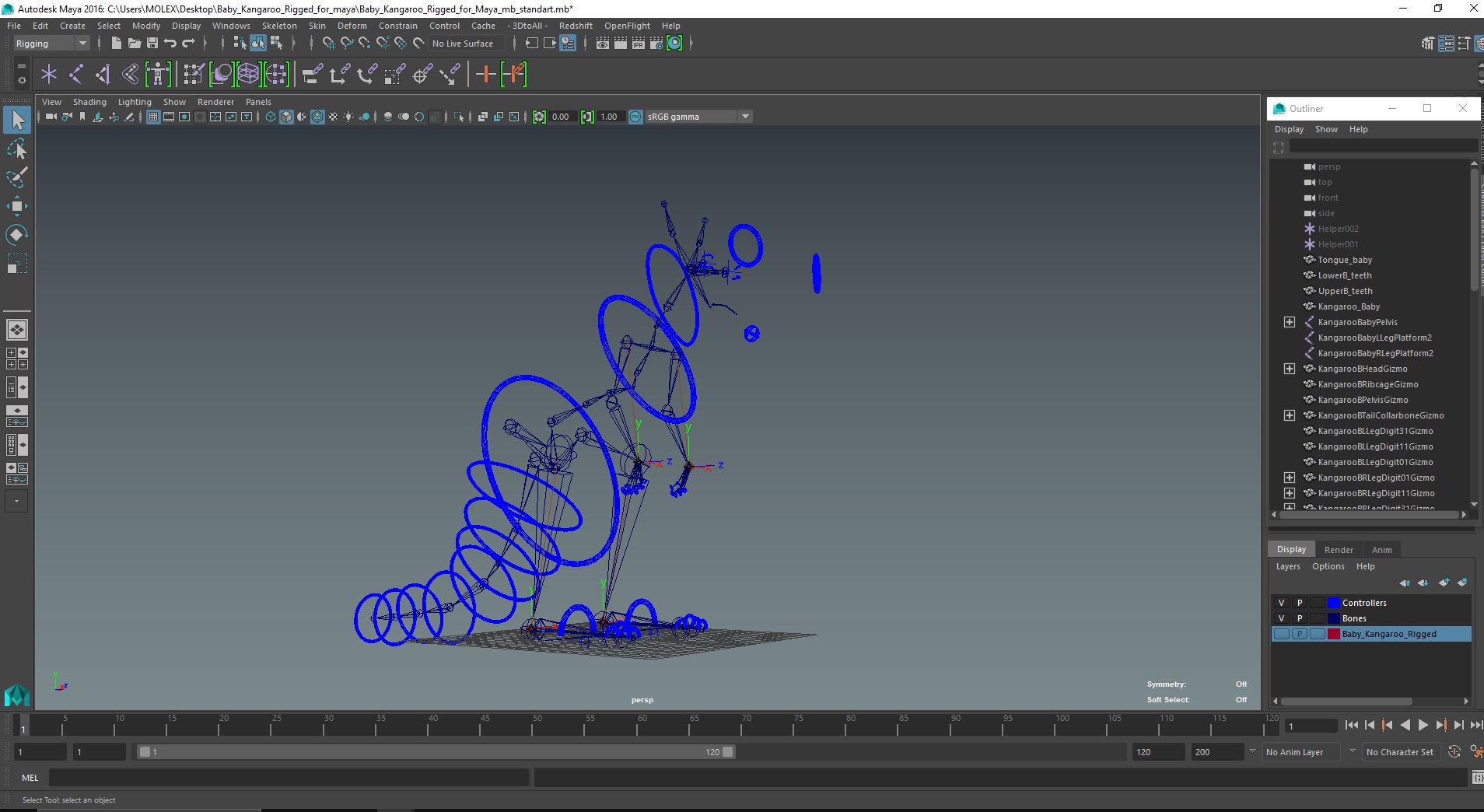 Baby Kangaroo Rigged for Maya 3D model