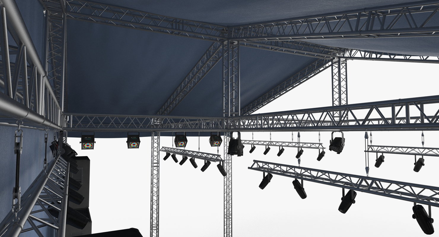 3D Concert Scene with Equipment model