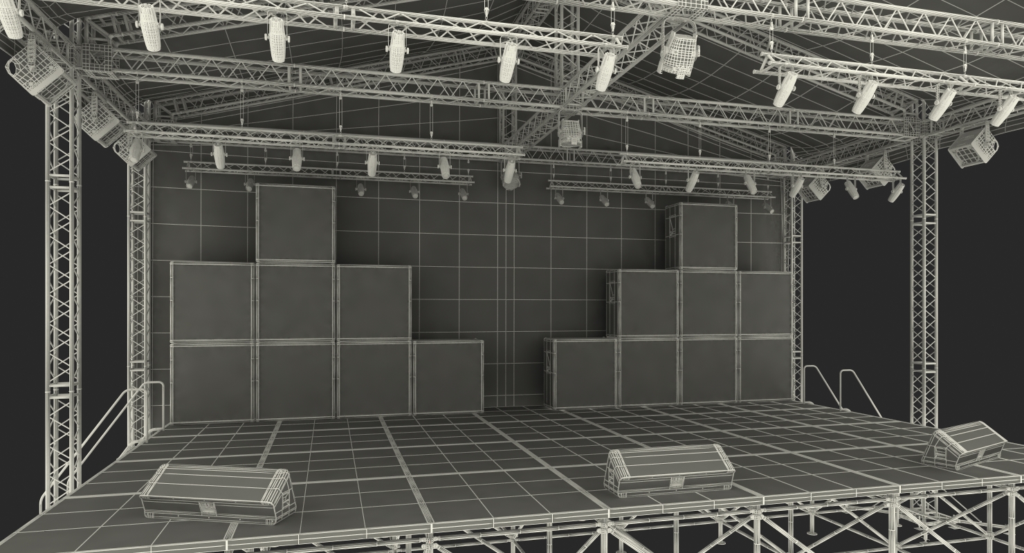 3D Concert Scene with Equipment model