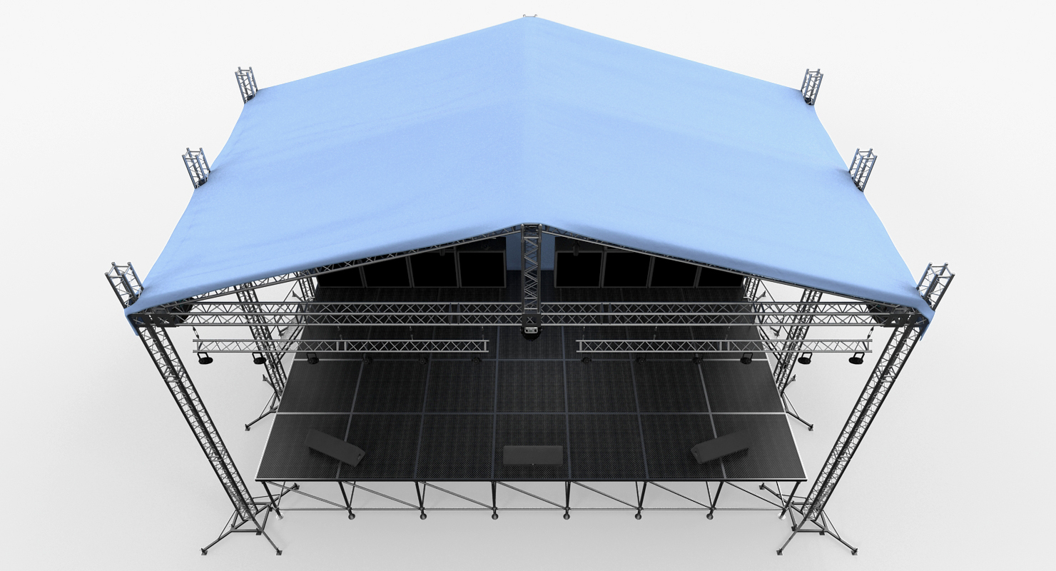 3D Concert Scene with Equipment model