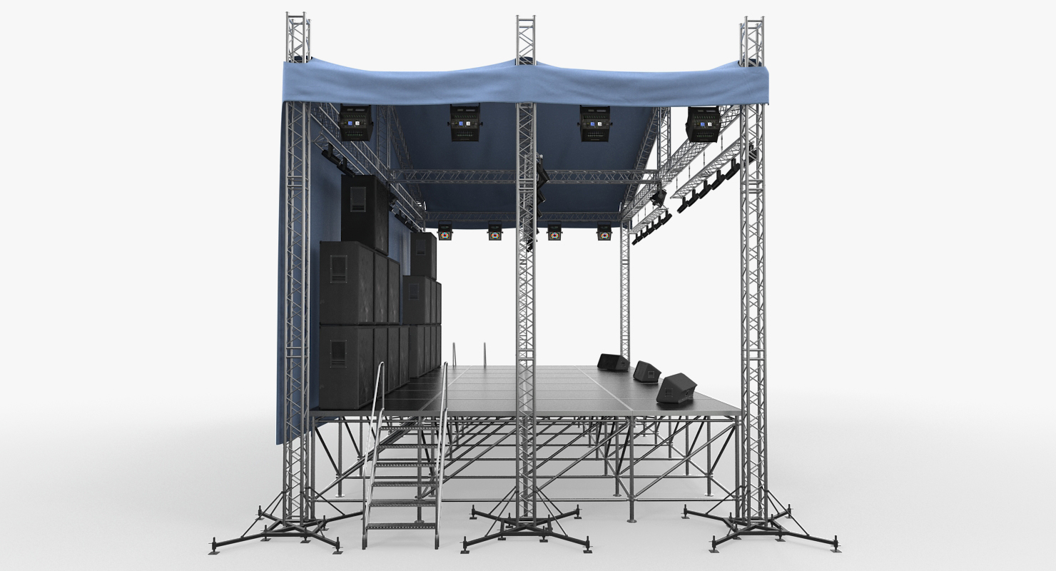 3D Concert Scene with Equipment model
