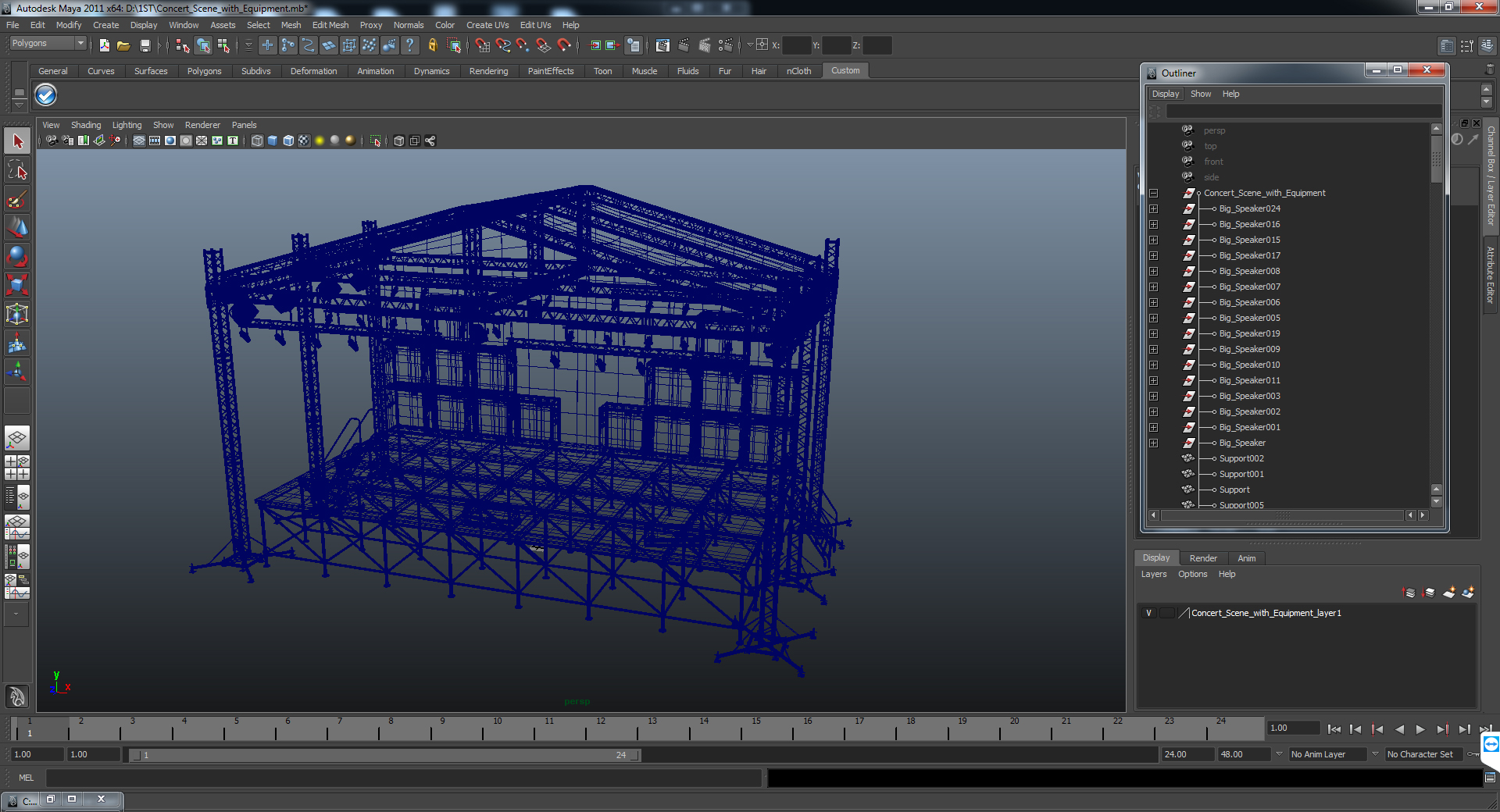 3D Concert Scene with Equipment model