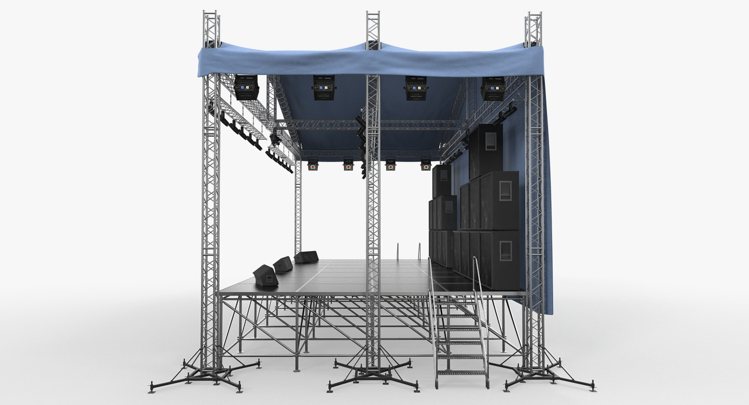 3D Concert Scene with Equipment model