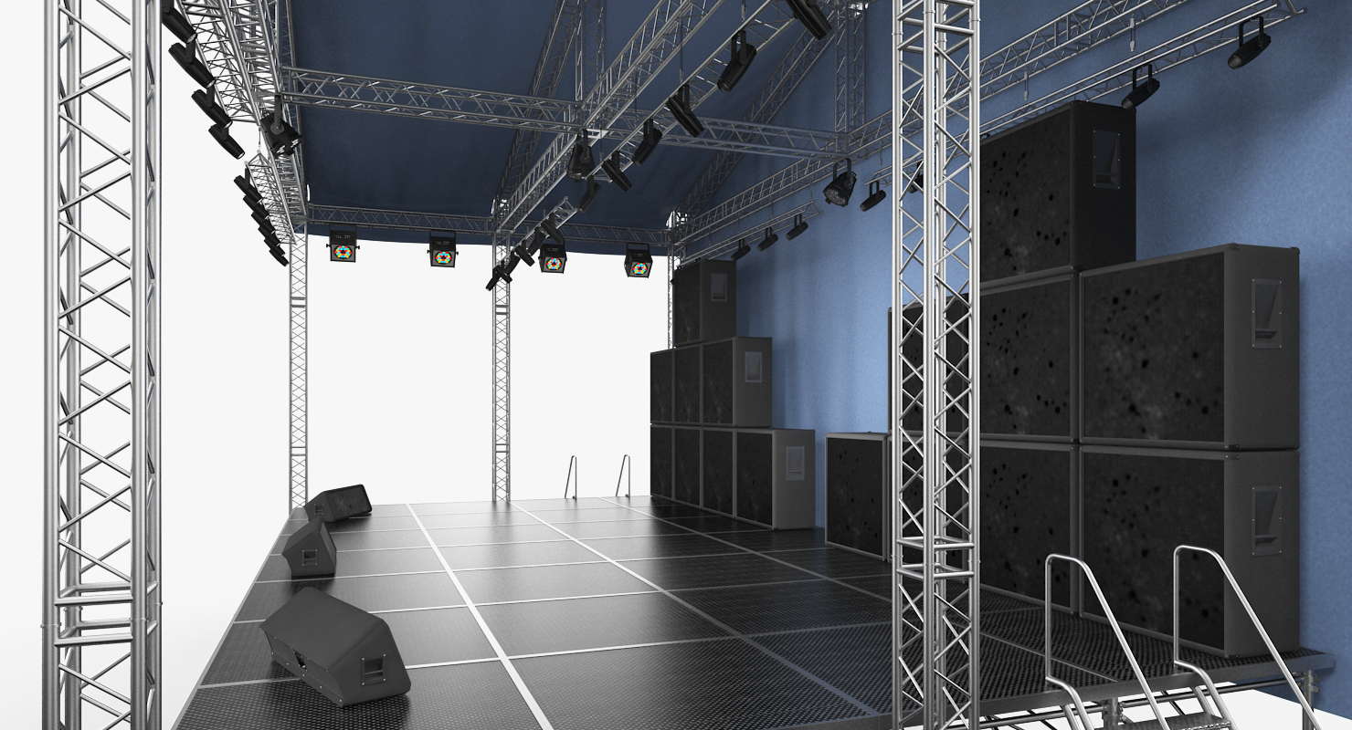 3D Concert Scene with Equipment model