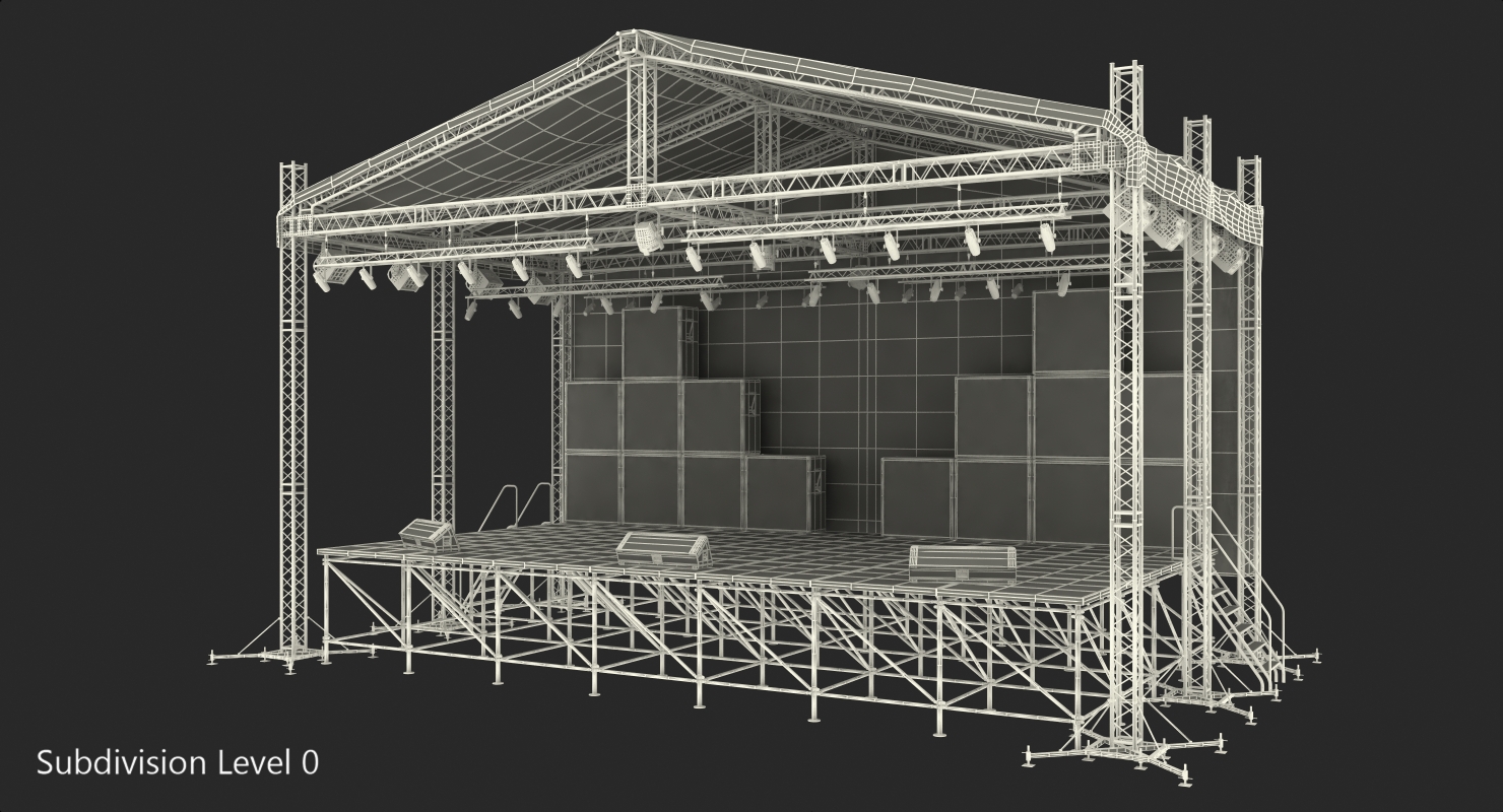 3D Concert Scene with Equipment model