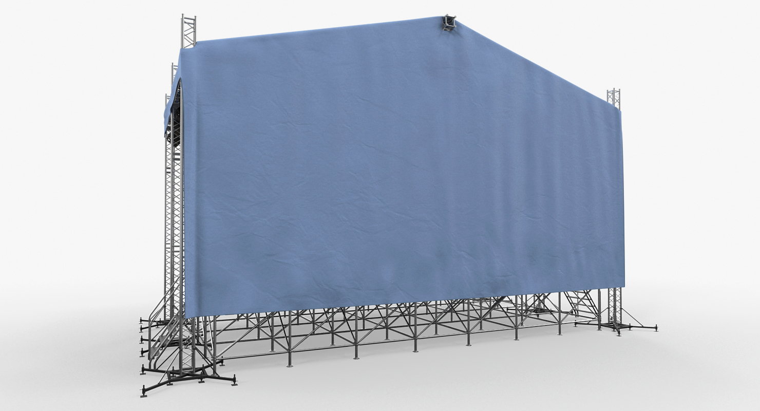 3D Concert Scene with Equipment model
